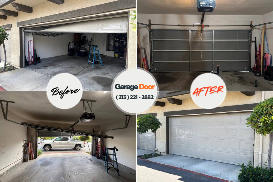 Before and after: garage door repair Haskell, OK